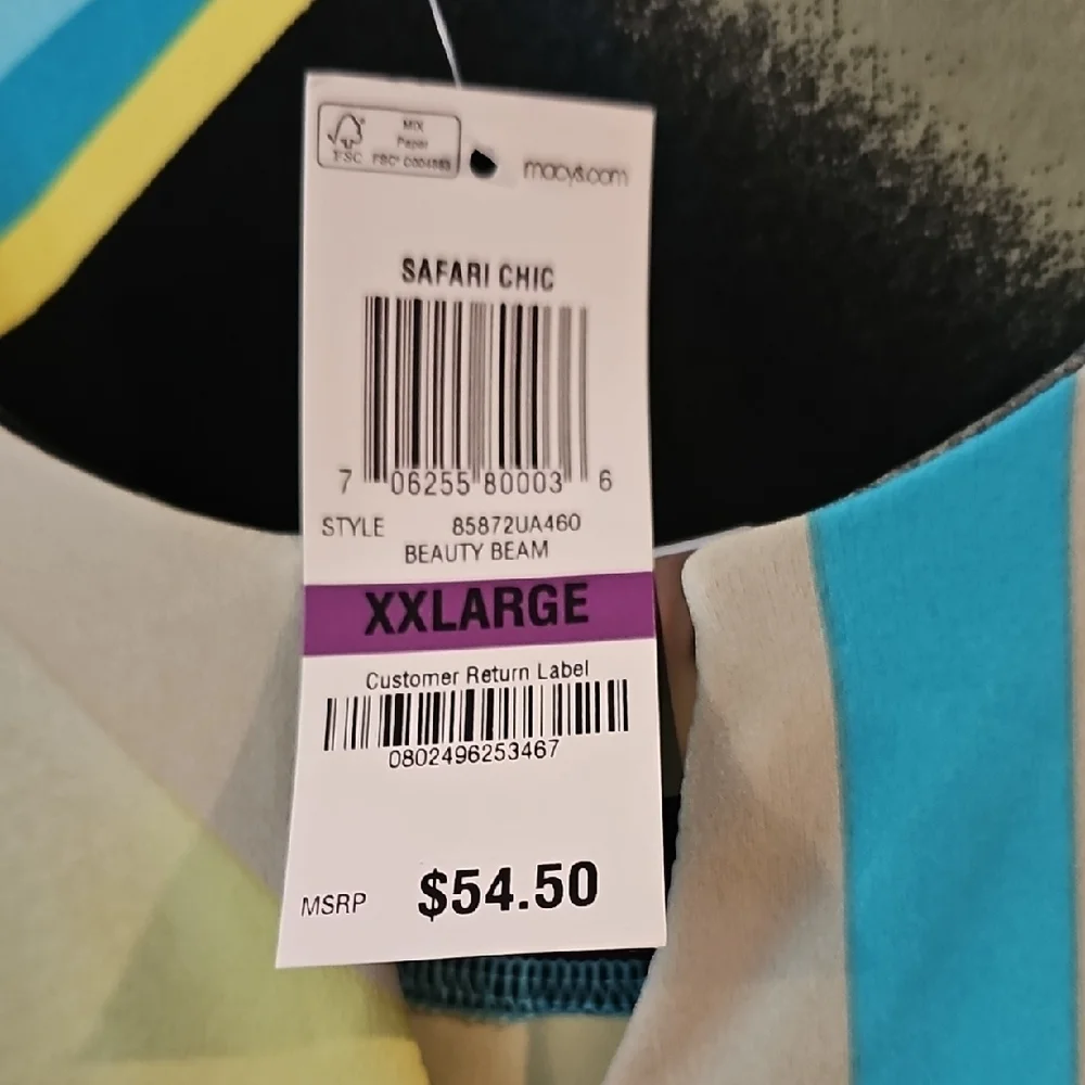 JM Collection Blue and Yellow Graphic Blouse Relaxed Fit - Picture 8 of 8